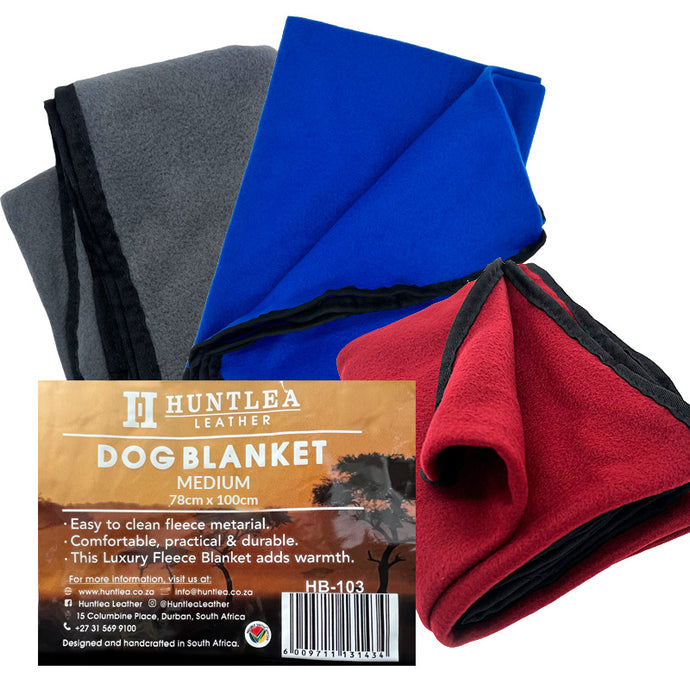 Huntlea Leather Luxury Fleece Dog Blankets: MEDIUM