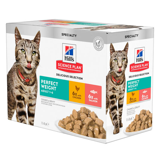 Hill's Perfect Weight Wet Cat Food 1-6 Chicken and Salmon