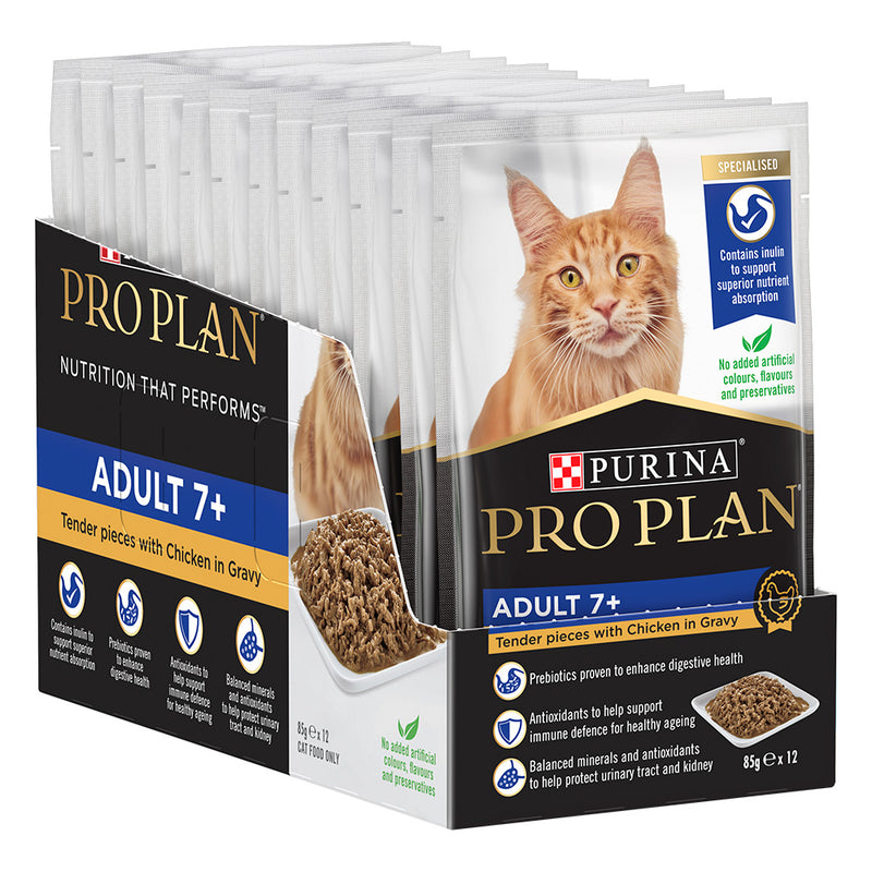 Load image into Gallery viewer, Purina Pro Plan Adult 7+ Chicken in Gravy Wet Cat Food
