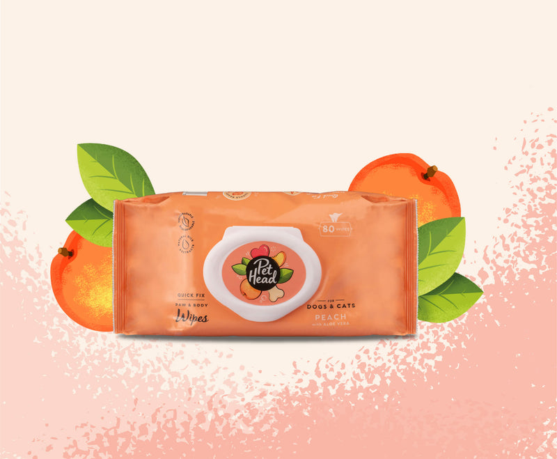 Load image into Gallery viewer, Pet Head Quick Fix Paw &amp; Body Peach Wipes
