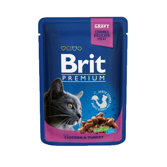 Brit Premium Adult Chicken & Turkey in Gravy Wet Cat Food
