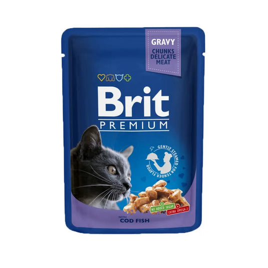 Brit Premium Adult Cod Fish in Gravy Wet Cat Food