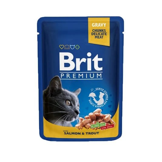 Brit Premium Adult Salmon & Trout in Gravy Wet Cat Food
