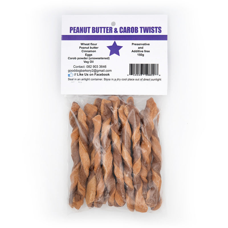 Load image into Gallery viewer, Good Dog Barkery Peanut Butter and Carob Twists
