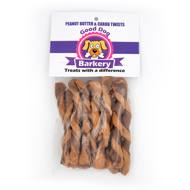 Load image into Gallery viewer, Good Dog Barkery Peanut Butter and Carob Twists
