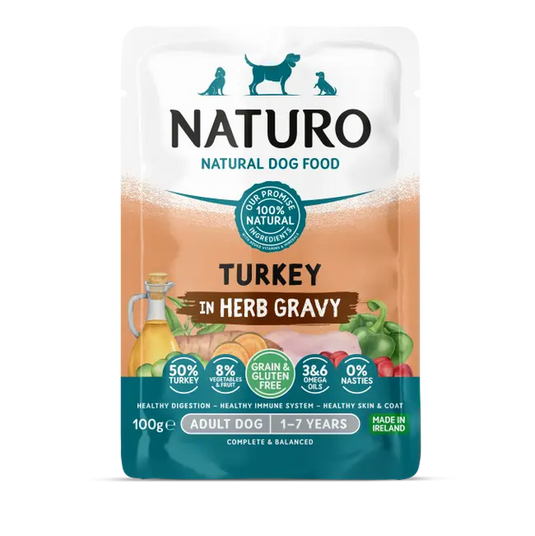 Naturo Adult Grain and Gluten Free Turkey in Herb Gravy Dog Pouches
