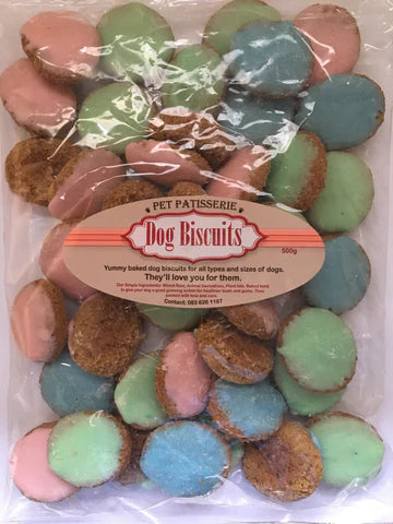 Pet Patisserie Dog Biscuits - Iced Buttons - 500G