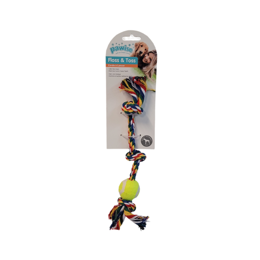 Pawise Floss & Toss Chew Rope With 3 Knots & Ball