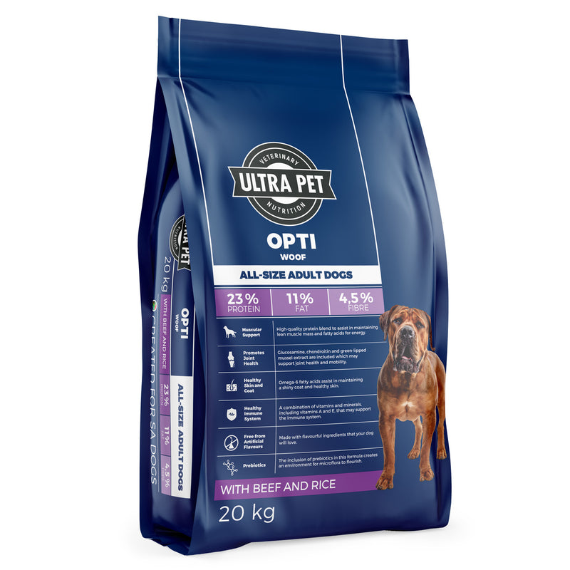 Load image into Gallery viewer, Ultra Pet Optiwoof Adult Beef &amp; Rice Dry Dog Food
