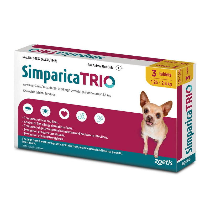 Load image into Gallery viewer, Simparica Trio Tablets for Dogs [Packs of 3 or Single Chew Tablets]
