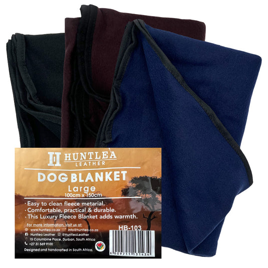 Huntlea Leather Luxury Fleece Dog Blankets: LARGE