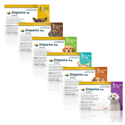 Simparica Chewable for Dogs [Packs of 3 or Single Chew Tablets]