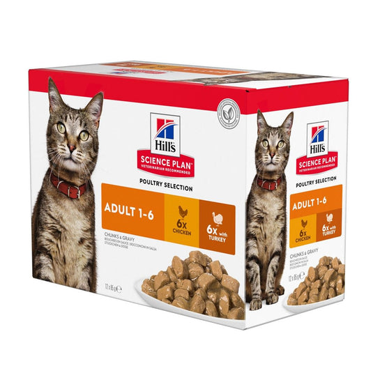 Hill's Adult Cat 1-6 Chicken & Turkey Pouch Pack of 12